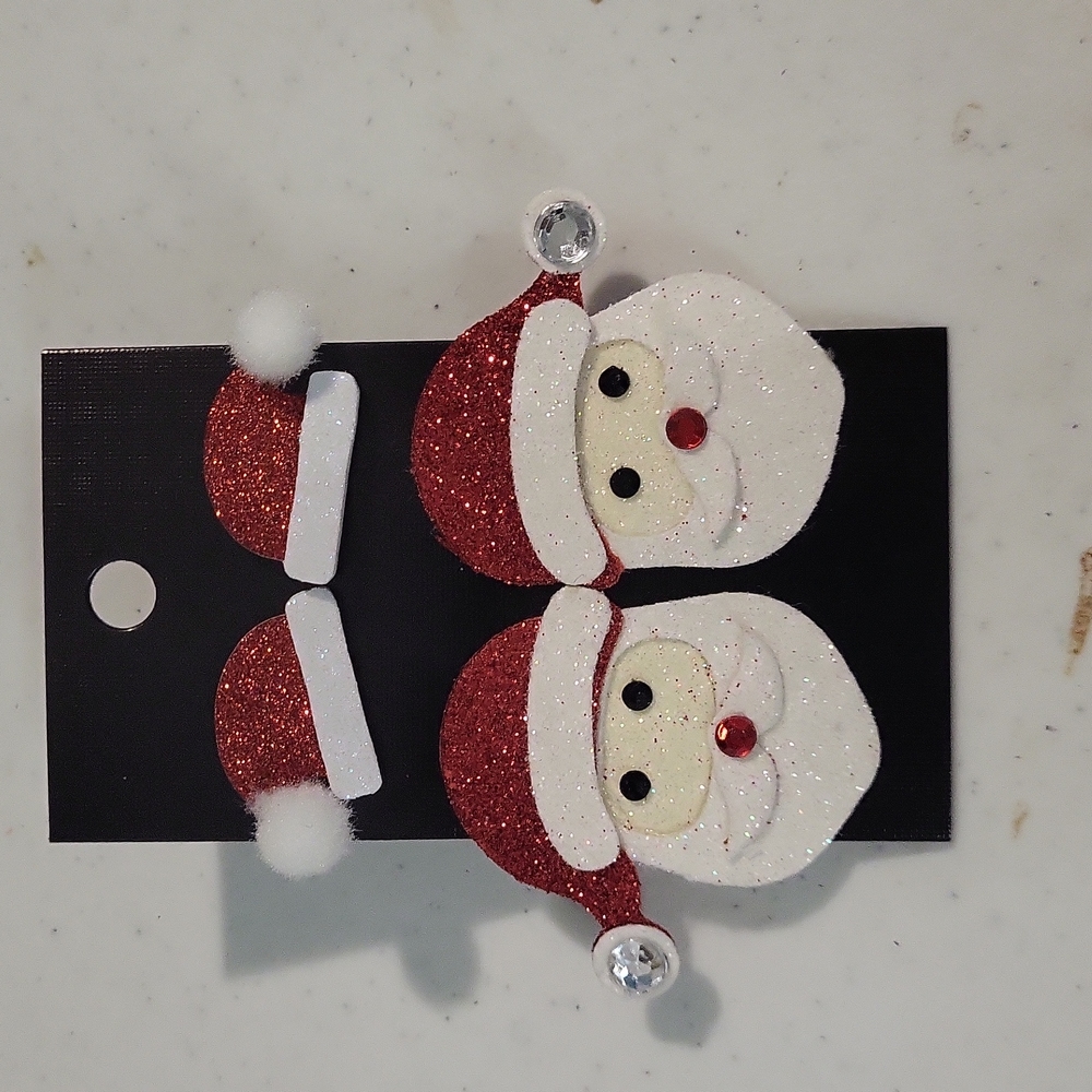 Clearance Sale! Santa head and Santa hat earrings